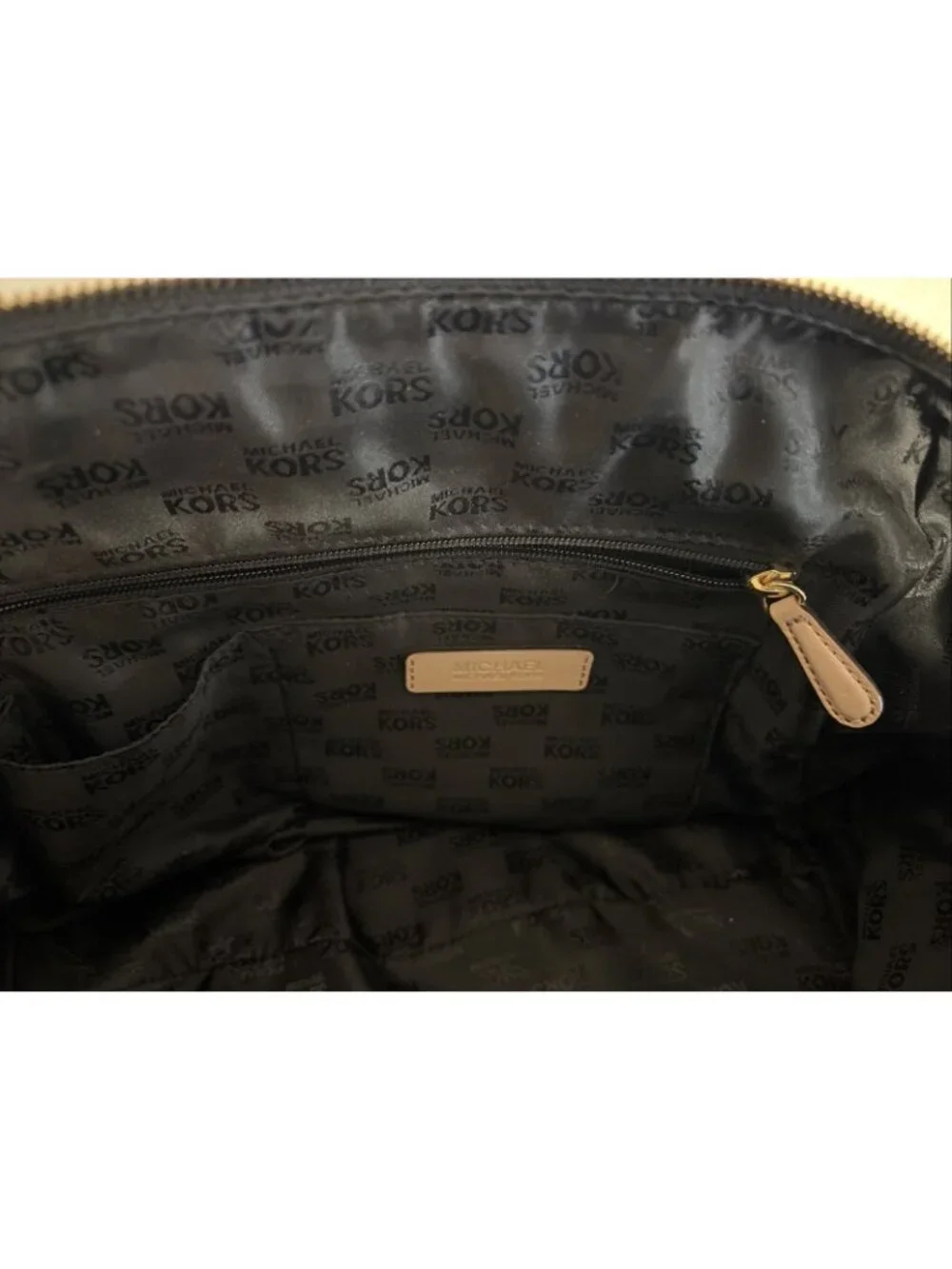 Michael Michael Kors Satchel Black Mirror Signature Leather Trim Dome Handbag